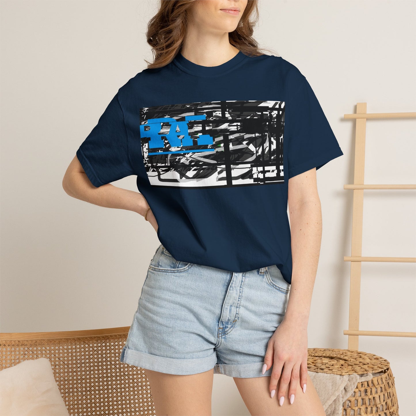 Abstract AIonIS T‑Shirt — Blue RA Logo Streetwear