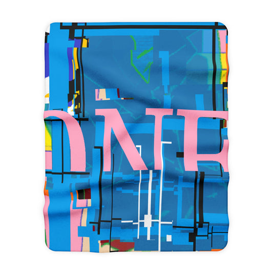 Abstract Blue AIonIS 'ONE' Sherpa Fleece Blanket – Cozy Modern Accent Throw