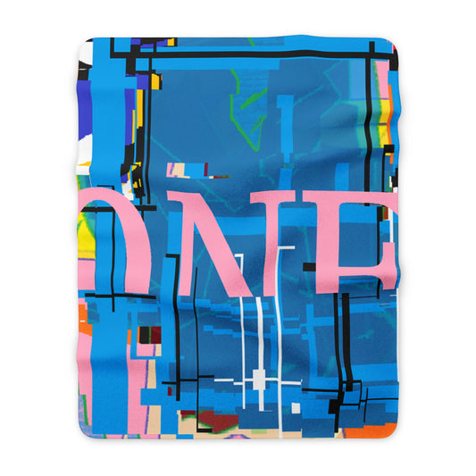 Abstract Blue AIonIS 'ONE' Sherpa Fleece Blanket – Cozy Modern Accent Throw
