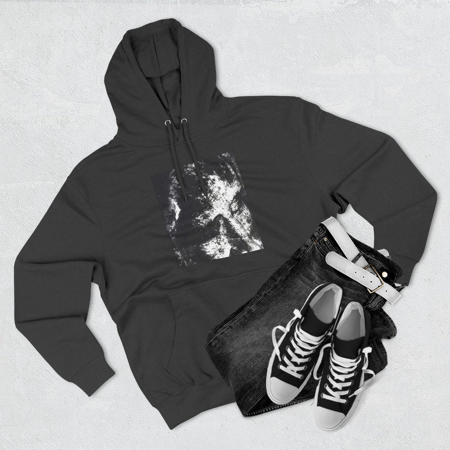 Abstract AIonIS Shroud Man -Panel Hoodie — Three-Panel Fleece Graphic Hoodie