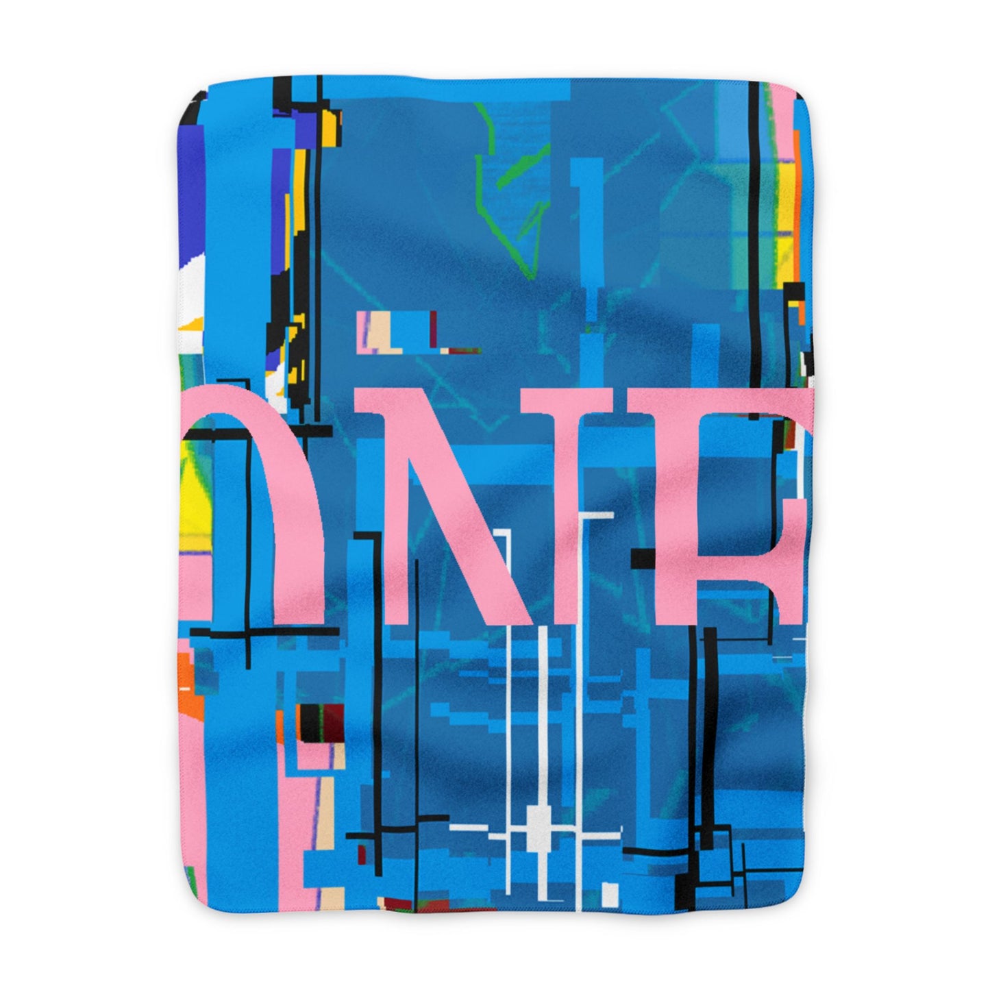 Abstract Blue AIonIS 'ONE' Sherpa Fleece Blanket – Cozy Modern Accent Throw